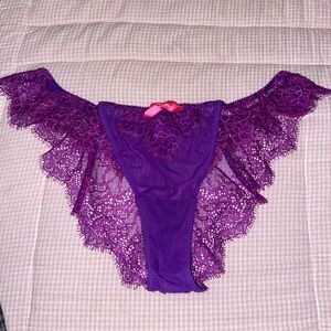 Victoria's Secret Purple Lace Panties with Pink Bow